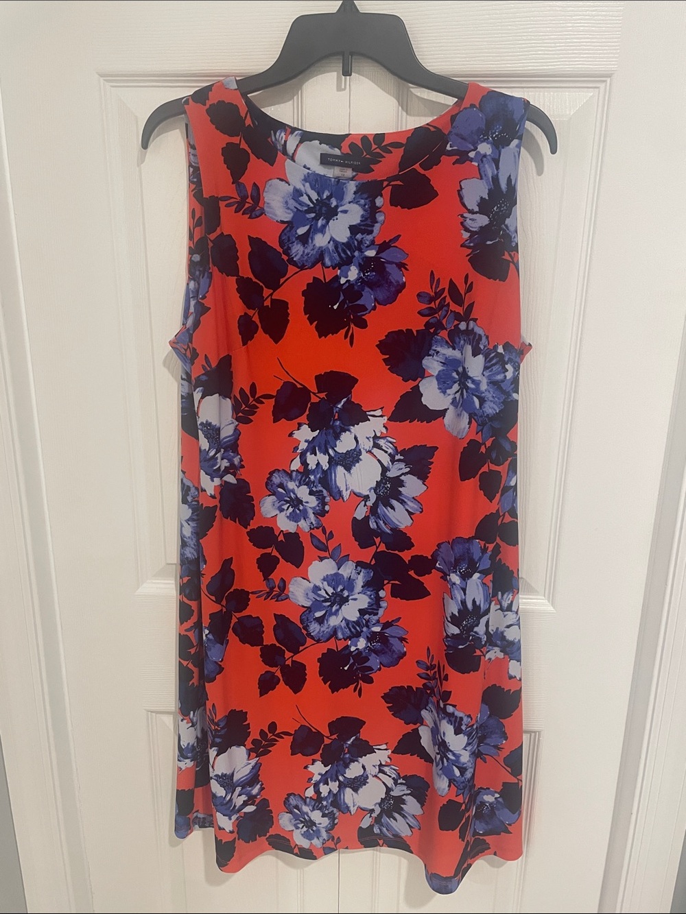 Tommy Hilfiger Sleeveless Red and Blue Floral Shift Dress